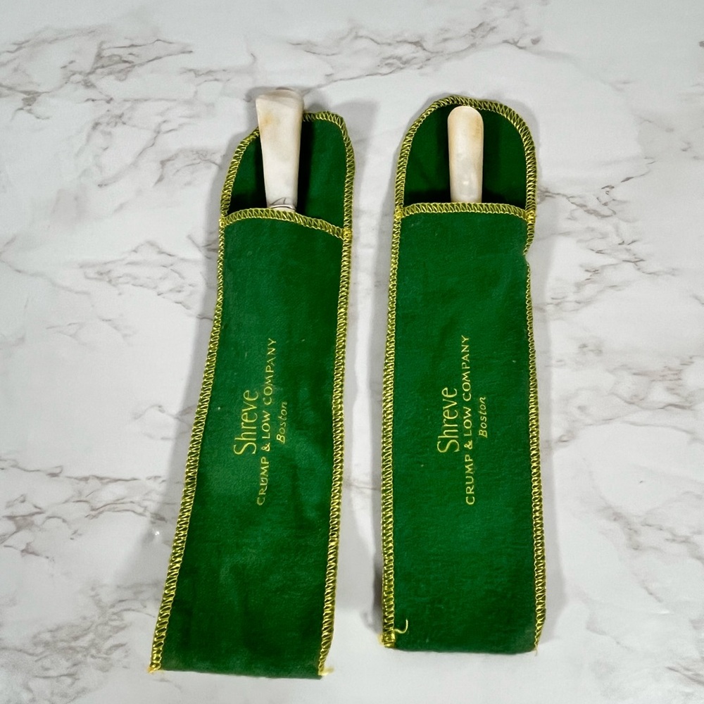 Vintage Silver Plated Serving Set With Porcelain Handles & Storage Sleeves - Picture 8 of 10